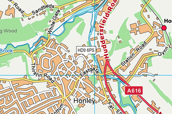 HD9 6PS map - OS VectorMap District (Ordnance Survey)