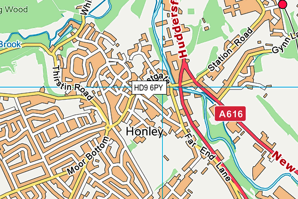 HD9 6PY map - OS VectorMap District (Ordnance Survey)