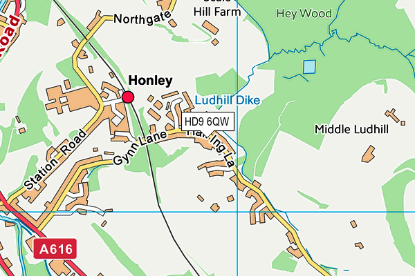 HD9 6QW map - OS VectorMap District (Ordnance Survey)