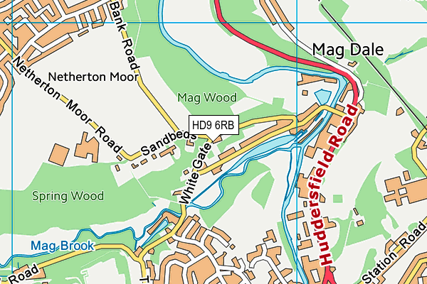 HD9 6RB map - OS VectorMap District (Ordnance Survey)