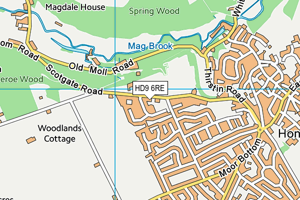 HD9 6RE map - OS VectorMap District (Ordnance Survey)