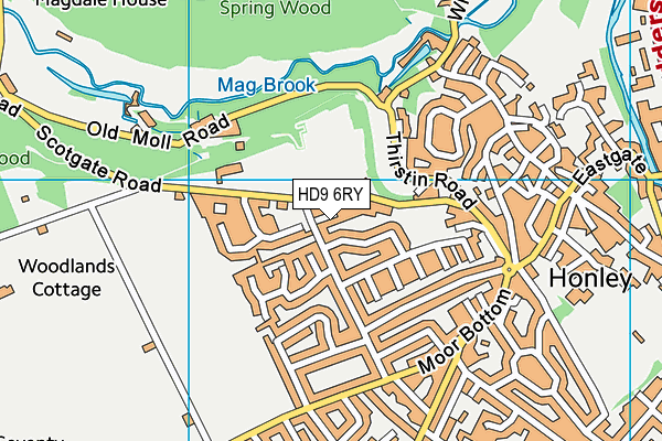 HD9 6RY map - OS VectorMap District (Ordnance Survey)