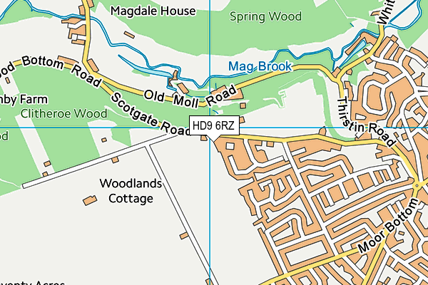 HD9 6RZ map - OS VectorMap District (Ordnance Survey)