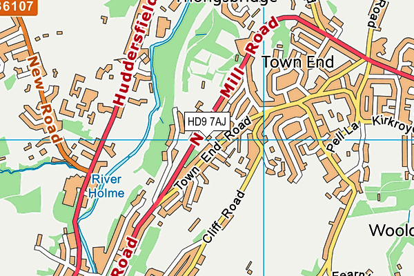 HD9 7AJ map - OS VectorMap District (Ordnance Survey)