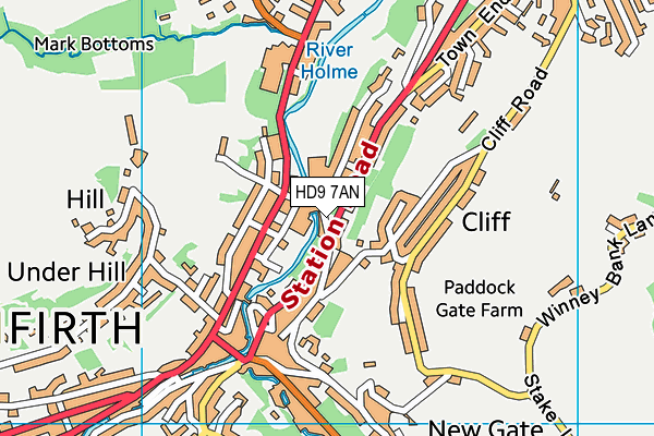Holmfirth Cricket Club map (HD9 7AN) - OS VectorMap District (Ordnance Survey)