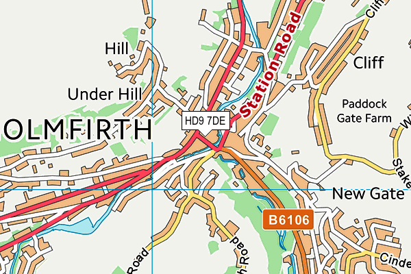 HD9 7DE map - OS VectorMap District (Ordnance Survey)