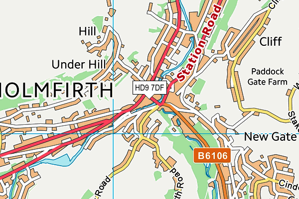 HD9 7DF map - OS VectorMap District (Ordnance Survey)