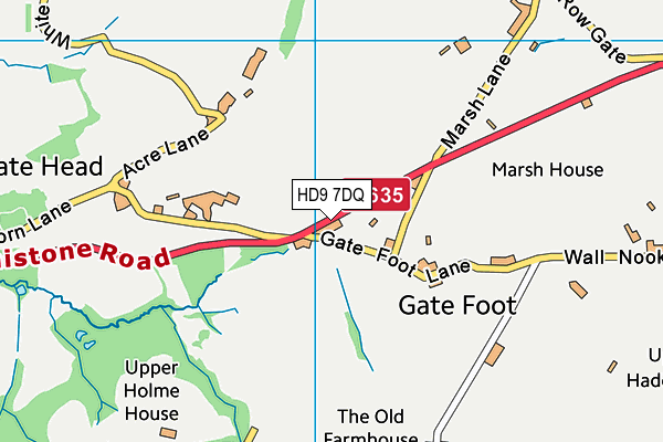 HD9 7DQ map - OS VectorMap District (Ordnance Survey)