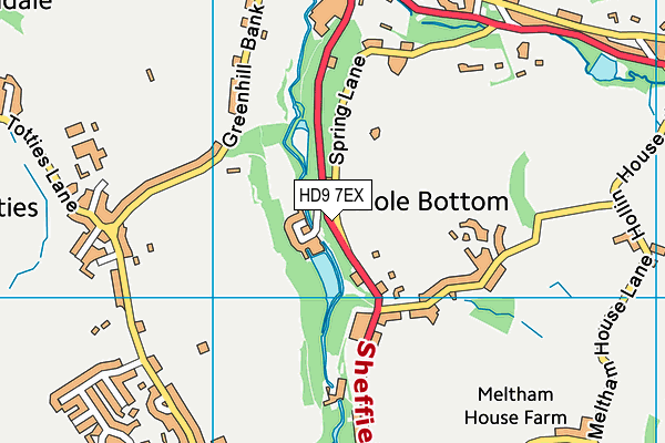 HD9 7EX map - OS VectorMap District (Ordnance Survey)