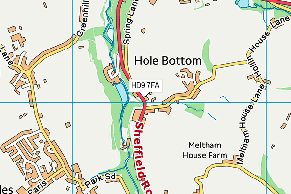 HD9 7FA map - OS VectorMap District (Ordnance Survey)