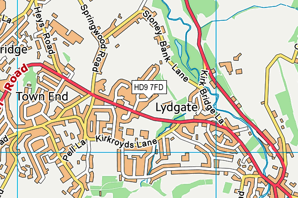 HD9 7FD map - OS VectorMap District (Ordnance Survey)