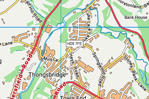 HD9 7FE map - OS VectorMap District (Ordnance Survey)