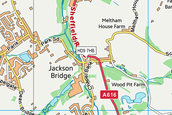 HD9 7HB map - OS VectorMap District (Ordnance Survey)