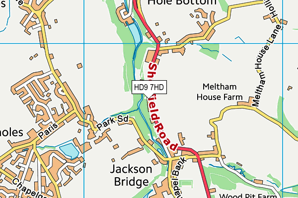 HD9 7HD map - OS VectorMap District (Ordnance Survey)