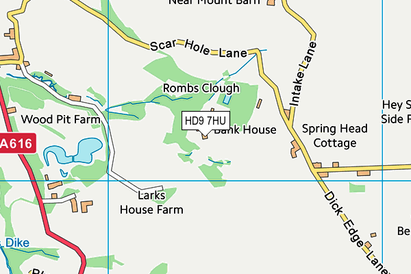 HD9 7HU map - OS VectorMap District (Ordnance Survey)