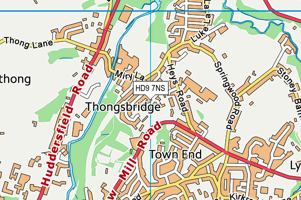 HD9 7NS map - OS VectorMap District (Ordnance Survey)