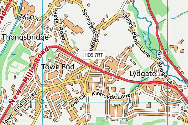 HD9 7RT map - OS VectorMap District (Ordnance Survey)