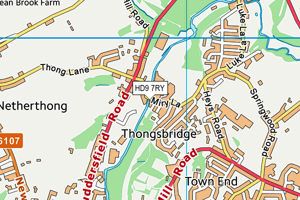 Thongsbridge Recreation Ground map (HD9 7RY) - OS VectorMap District (Ordnance Survey)