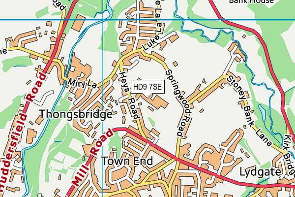HD9 7SE map - OS VectorMap District (Ordnance Survey)
