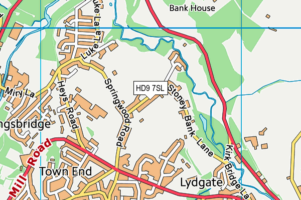 HD9 7SL map - OS VectorMap District (Ordnance Survey)