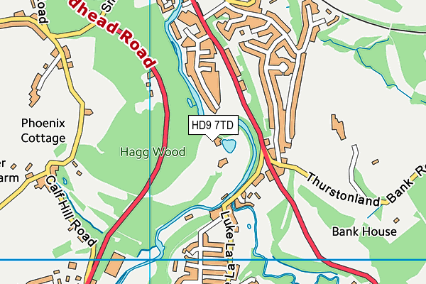 HD9 7TD map - OS VectorMap District (Ordnance Survey)