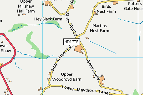 HD9 7TE map - OS VectorMap District (Ordnance Survey)