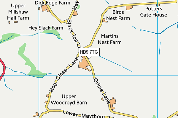 HD9 7TG map - OS VectorMap District (Ordnance Survey)