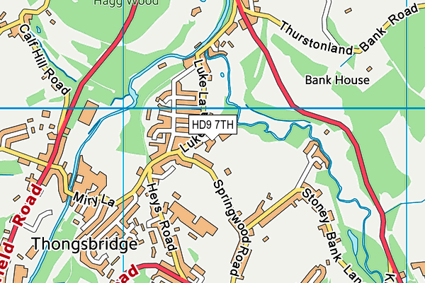 HD9 7TH map - OS VectorMap District (Ordnance Survey)