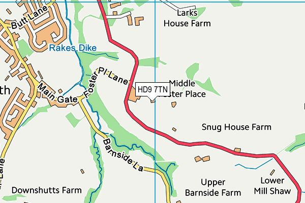 HD9 7TN map - OS VectorMap District (Ordnance Survey)