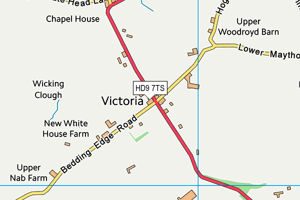 HD9 7TS map - OS VectorMap District (Ordnance Survey)