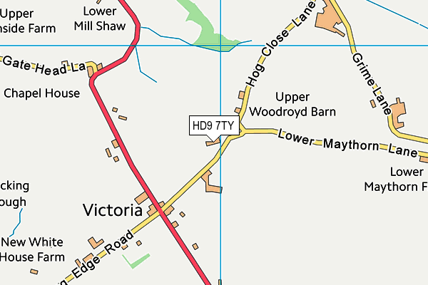 HD9 7TY map - OS VectorMap District (Ordnance Survey)