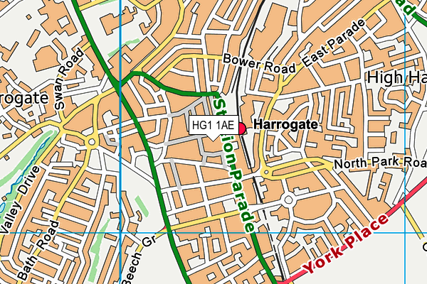 HG1 1AE map - OS VectorMap District (Ordnance Survey)