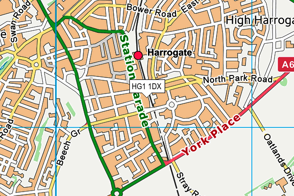 HG1 1DX map - OS VectorMap District (Ordnance Survey)