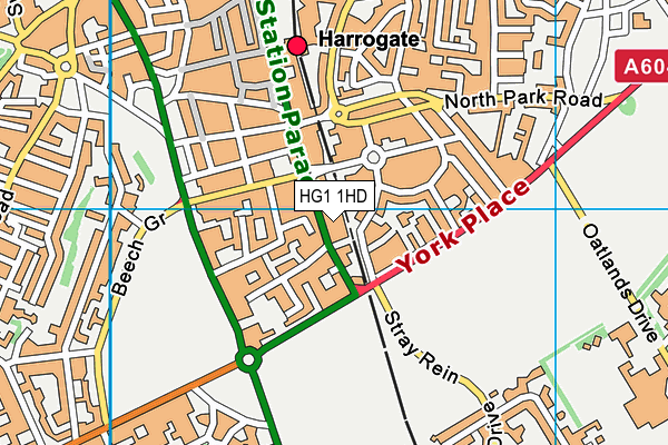 HG1 1HD map - OS VectorMap District (Ordnance Survey)