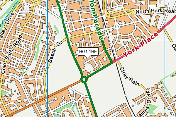 HG1 1HE map - OS VectorMap District (Ordnance Survey)