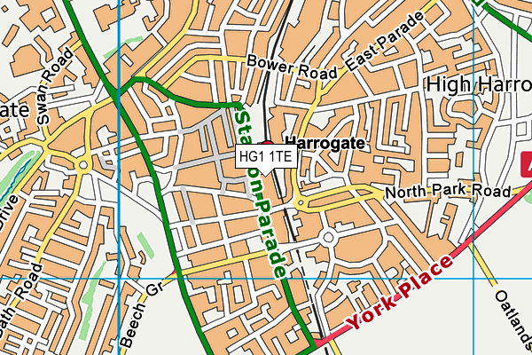 HG1 1TE map - OS VectorMap District (Ordnance Survey)