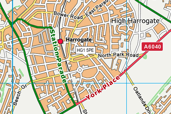 HG1 5PE map - OS VectorMap District (Ordnance Survey)