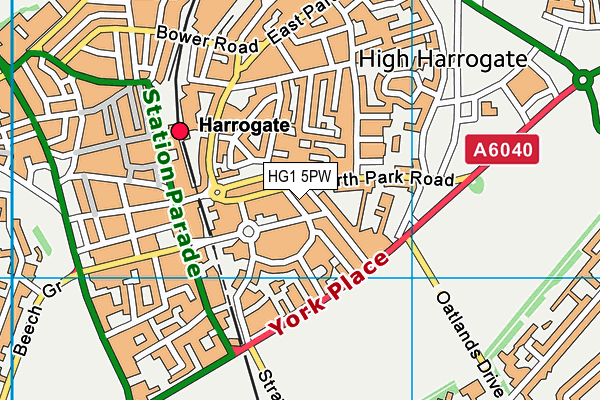 HG1 5PW map - OS VectorMap District (Ordnance Survey)