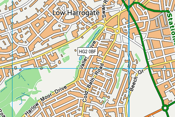HG2 0BF map - OS VectorMap District (Ordnance Survey)
