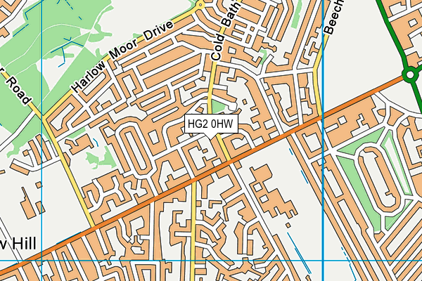 HG2 0HW map - OS VectorMap District (Ordnance Survey)