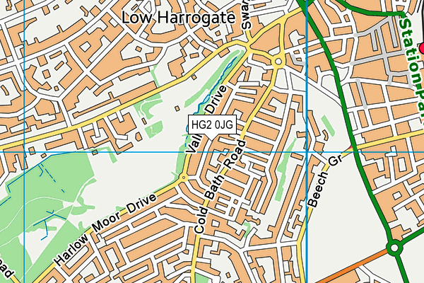 HG2 0JG map - OS VectorMap District (Ordnance Survey)