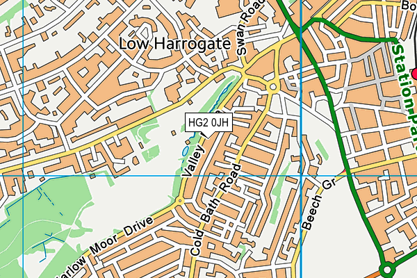 HG2 0JH map - OS VectorMap District (Ordnance Survey)