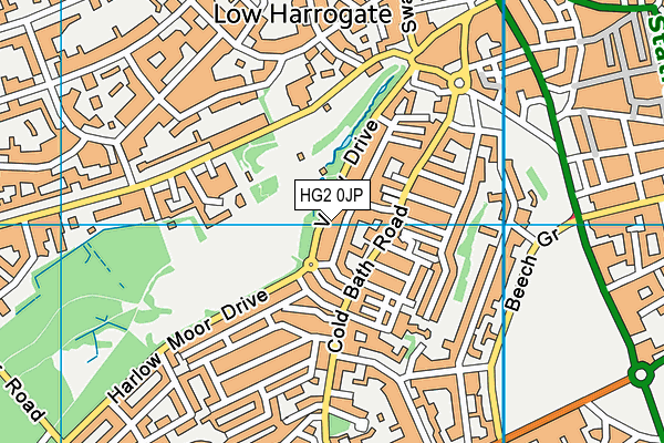 HG2 0JP map - OS VectorMap District (Ordnance Survey)