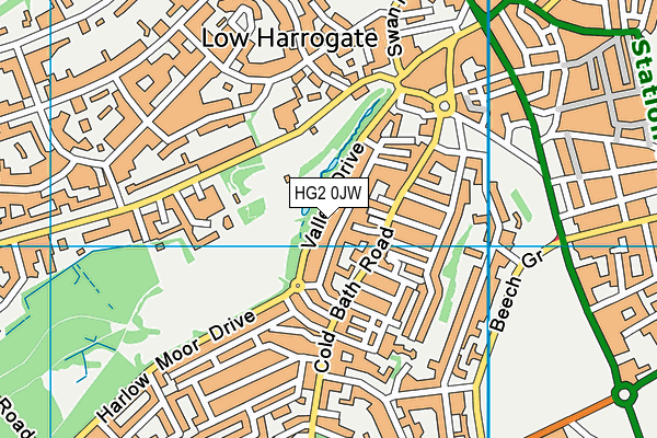 HG2 0JW map - OS VectorMap District (Ordnance Survey)