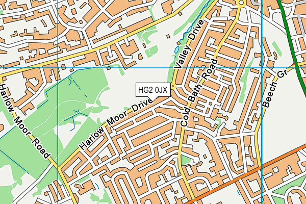 HG2 0JX map - OS VectorMap District (Ordnance Survey)