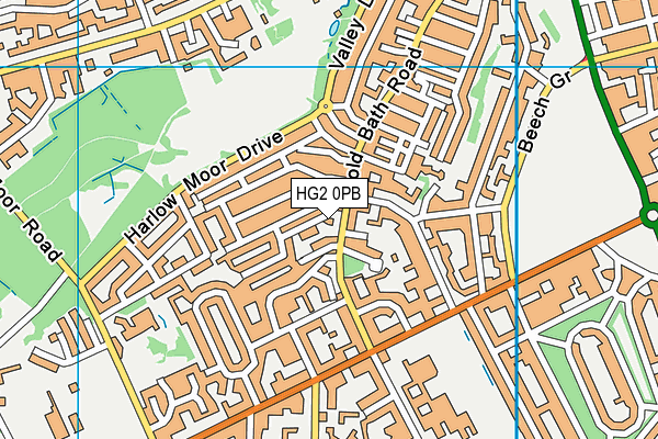 HG2 0PB map - OS VectorMap District (Ordnance Survey)