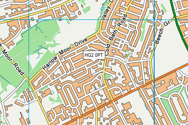 HG2 0PT map - OS VectorMap District (Ordnance Survey)