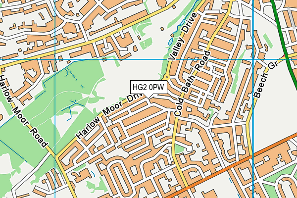 HG2 0PW map - OS VectorMap District (Ordnance Survey)