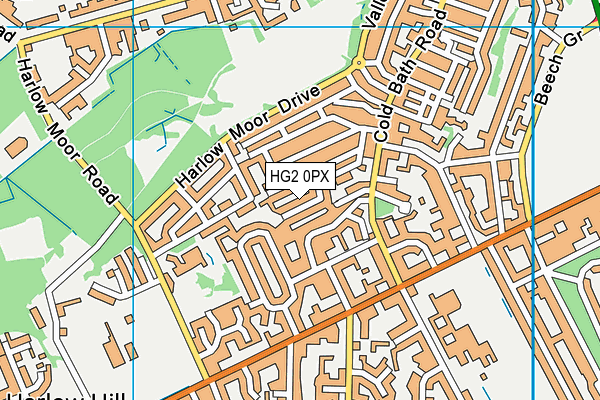 HG2 0PX map - OS VectorMap District (Ordnance Survey)