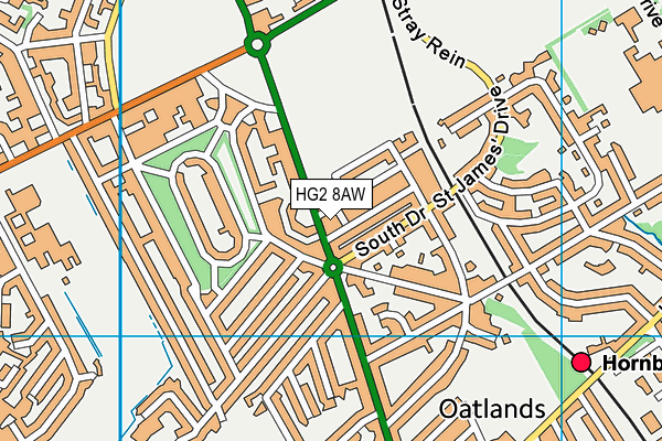 HG2 8AW map - OS VectorMap District (Ordnance Survey)